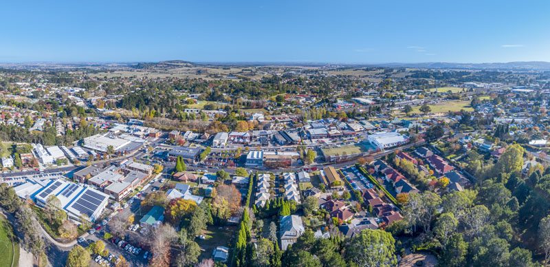 Drone image of Moss Vale Town