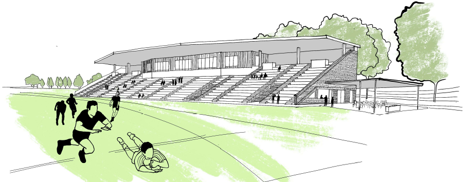 Artists impression of Lackey Park grandstand