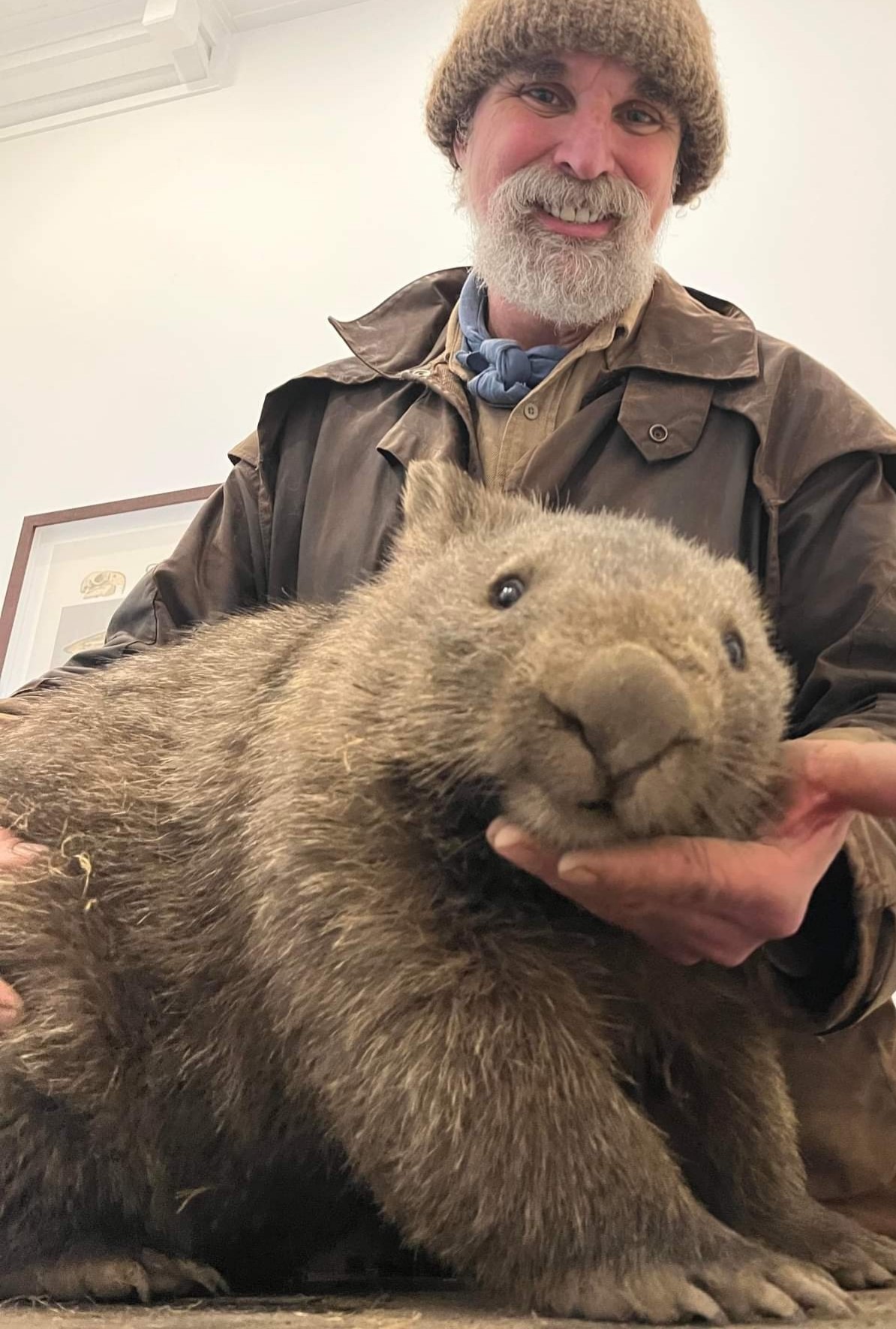 Wombat man James Crighton holding of the Wombats